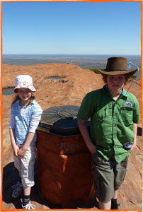 Emily and her brother Charlie on top of Ayers Rock