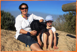 Emily, her Mum and her dog