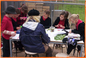 Children making labels 